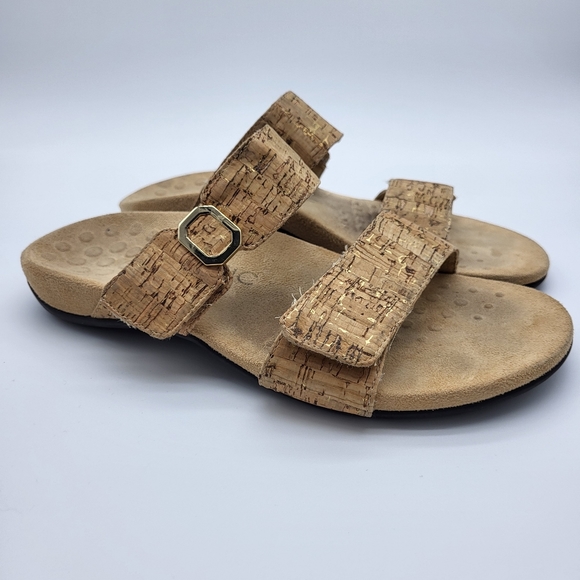 Vionic women's shore slide cork like straps black rubber soles size 8 - Picture 2 of 14
